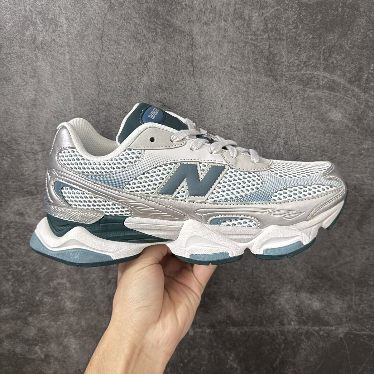 NB 9060 Medusa Green Silver Metallic Sneakers