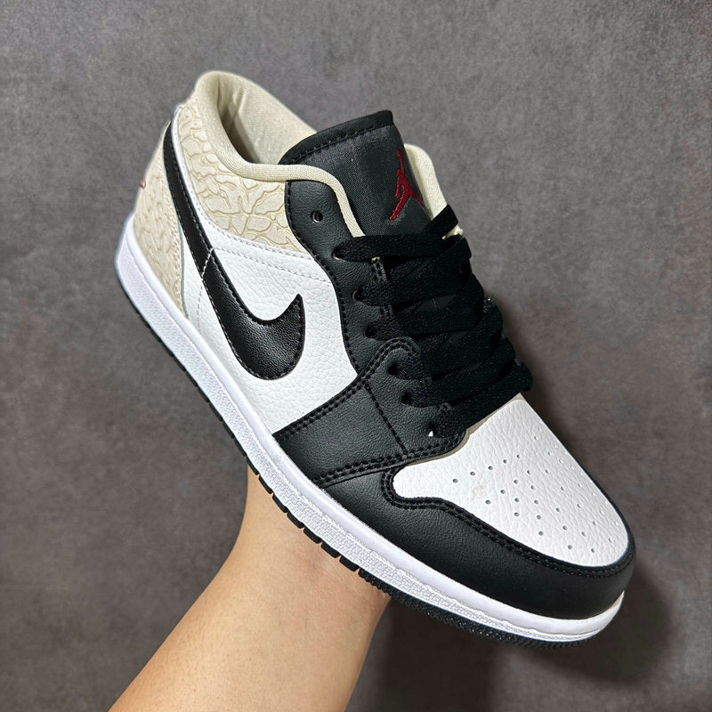 Air Jordan 1 Low SE 'Black White Light Orewood Brown Team Red